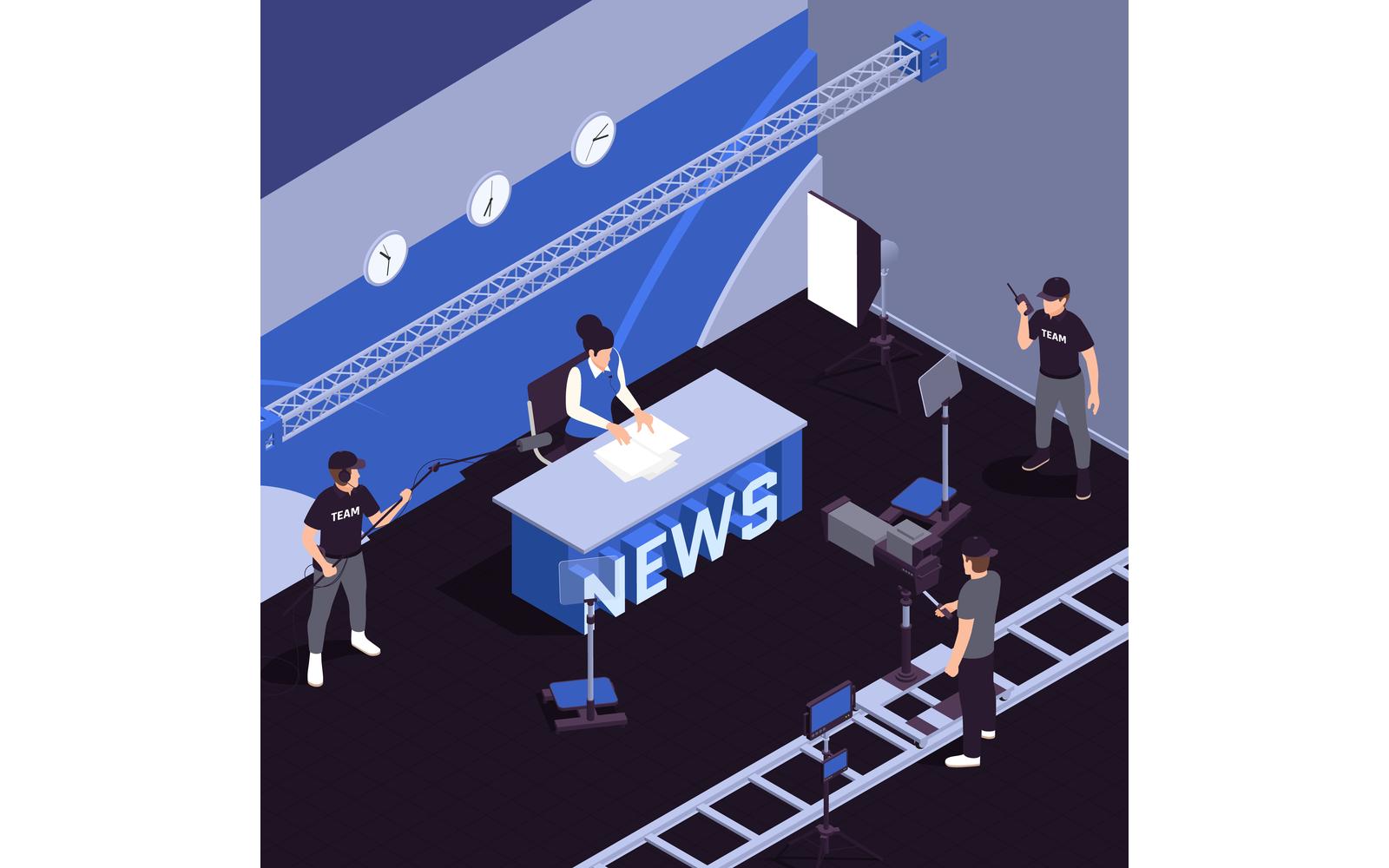 Tv Show Isometric Set 5 Vector Illustration Concept