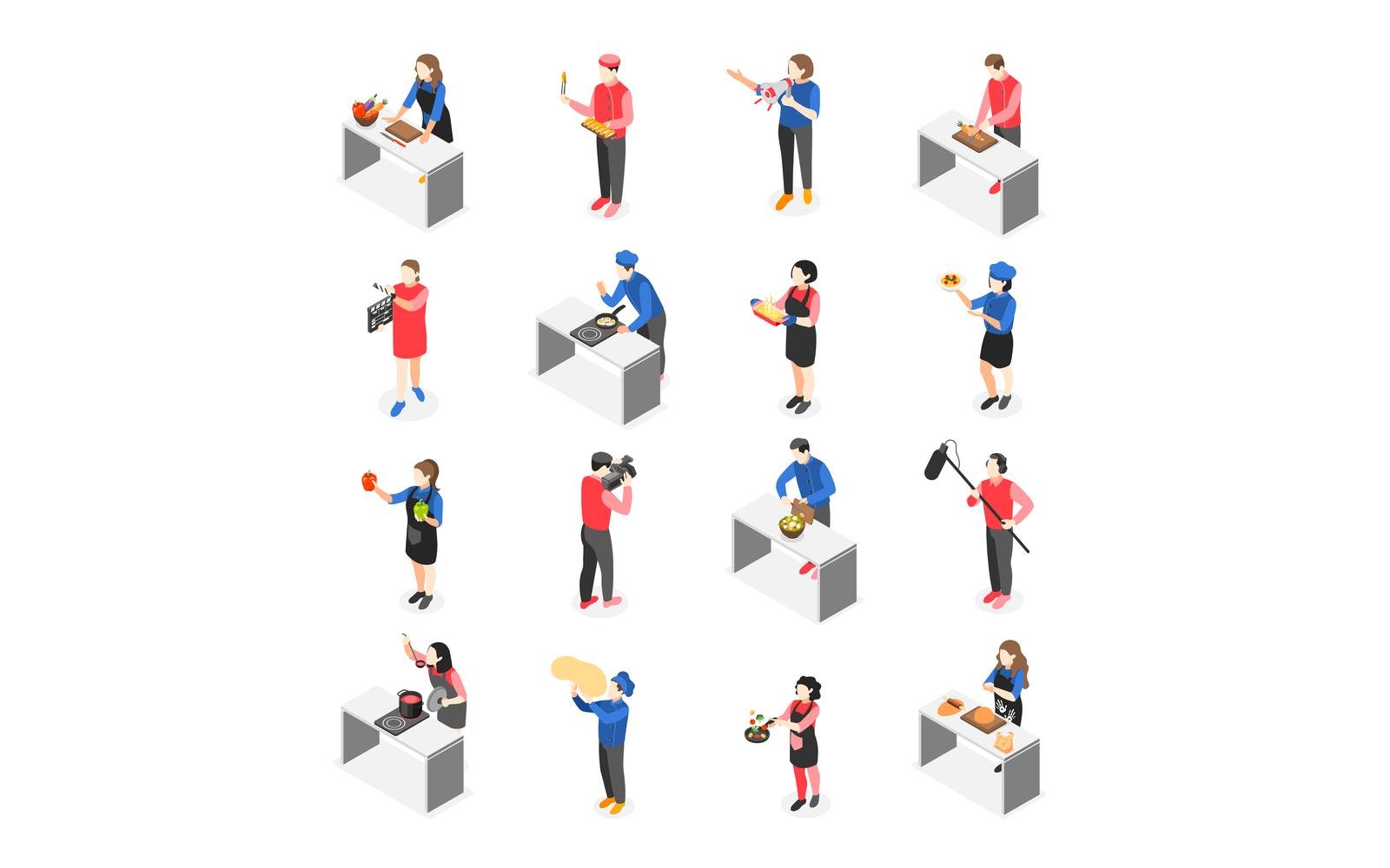 Cooking Show Isometric Icons Vector Illustration Concept