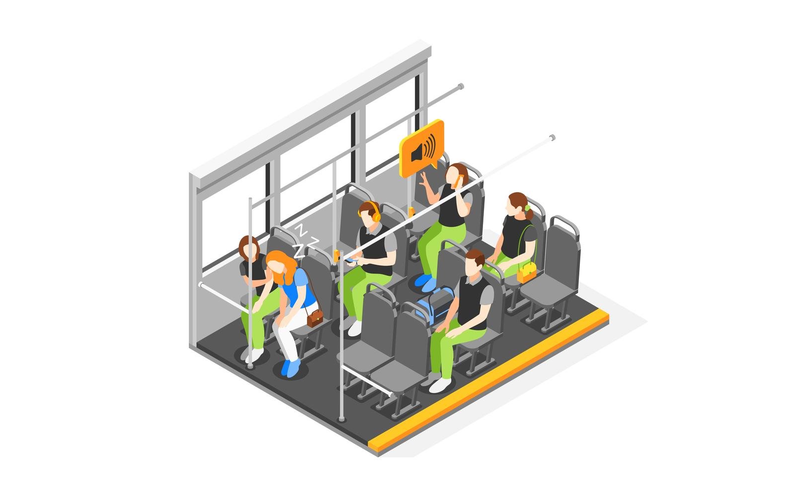 Public Transport Problems Isometric Composition 2 Vector Illustration Concept