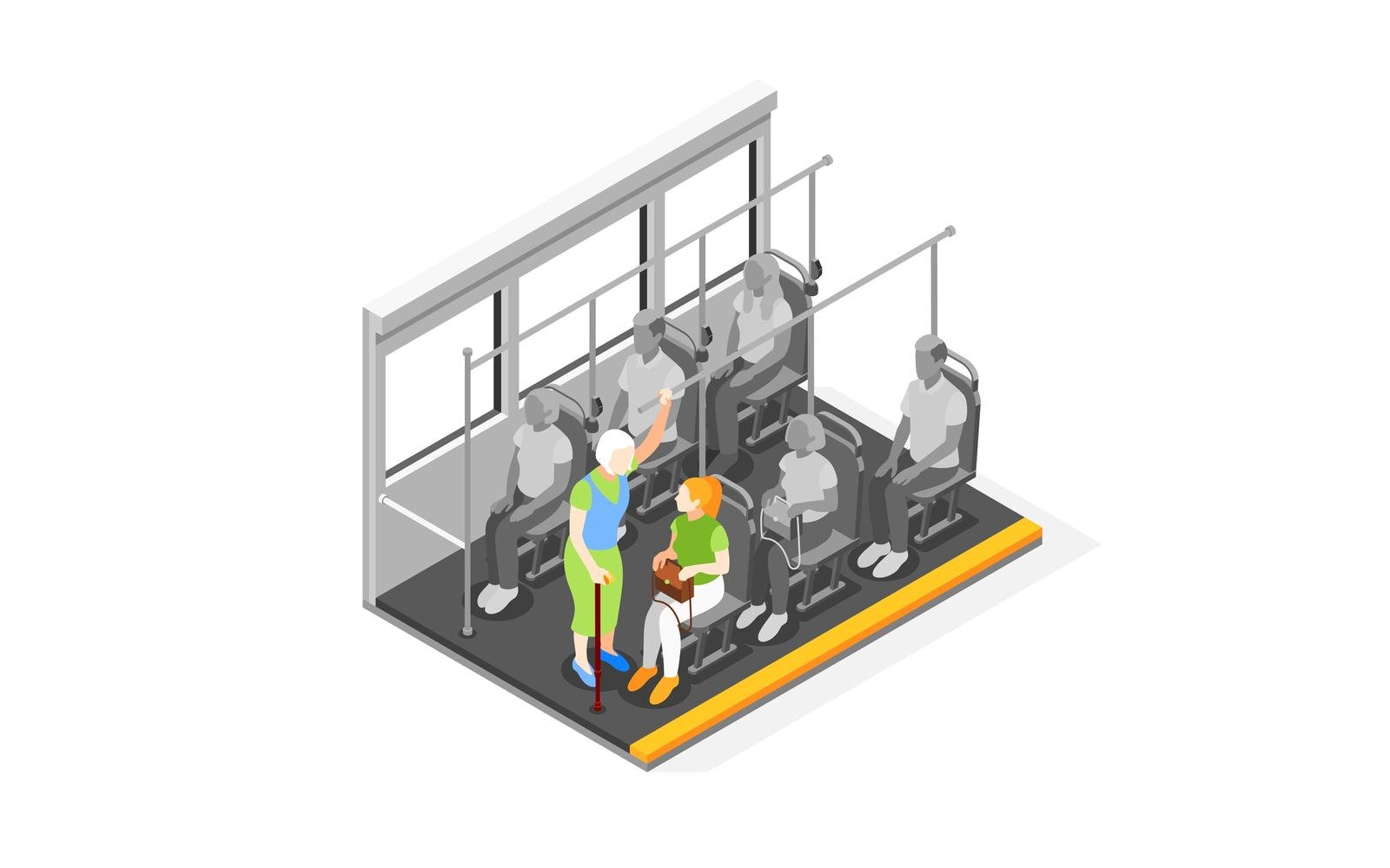 Public Transport Problems Isometric Composition 4 Vector Illustration Concept