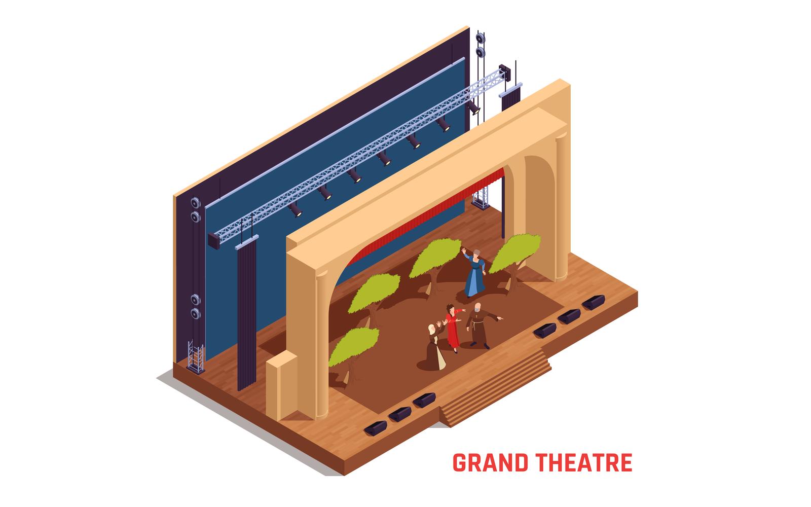 Opera Theatre Isometric 3 Vector Illustration Concept