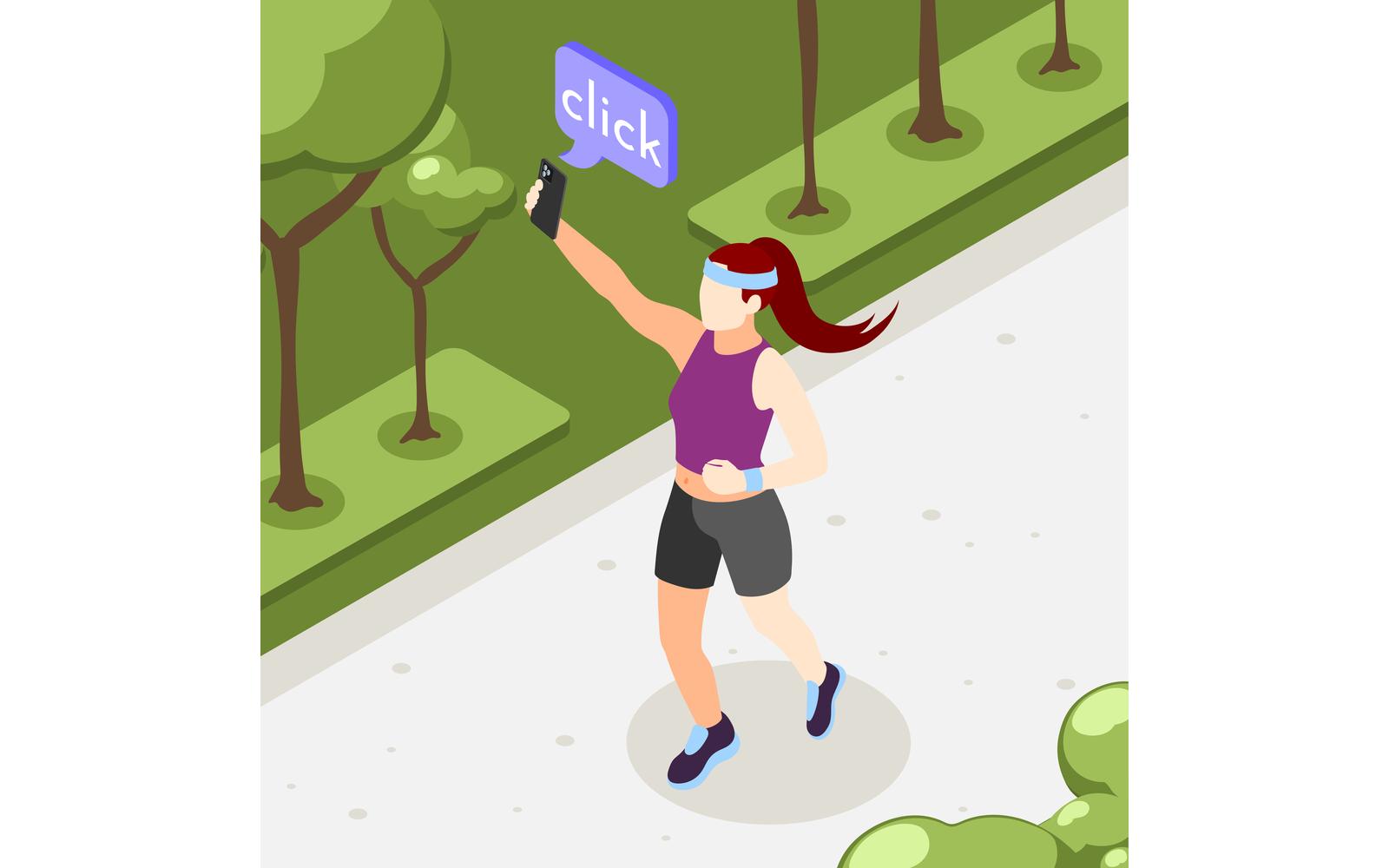 Selfie Day Isometric Background Vector Illustration Concept