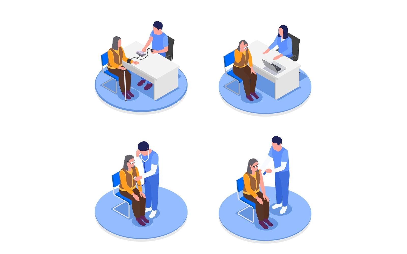 Elderly People Healthcare Isometric Vector Illustration Concept