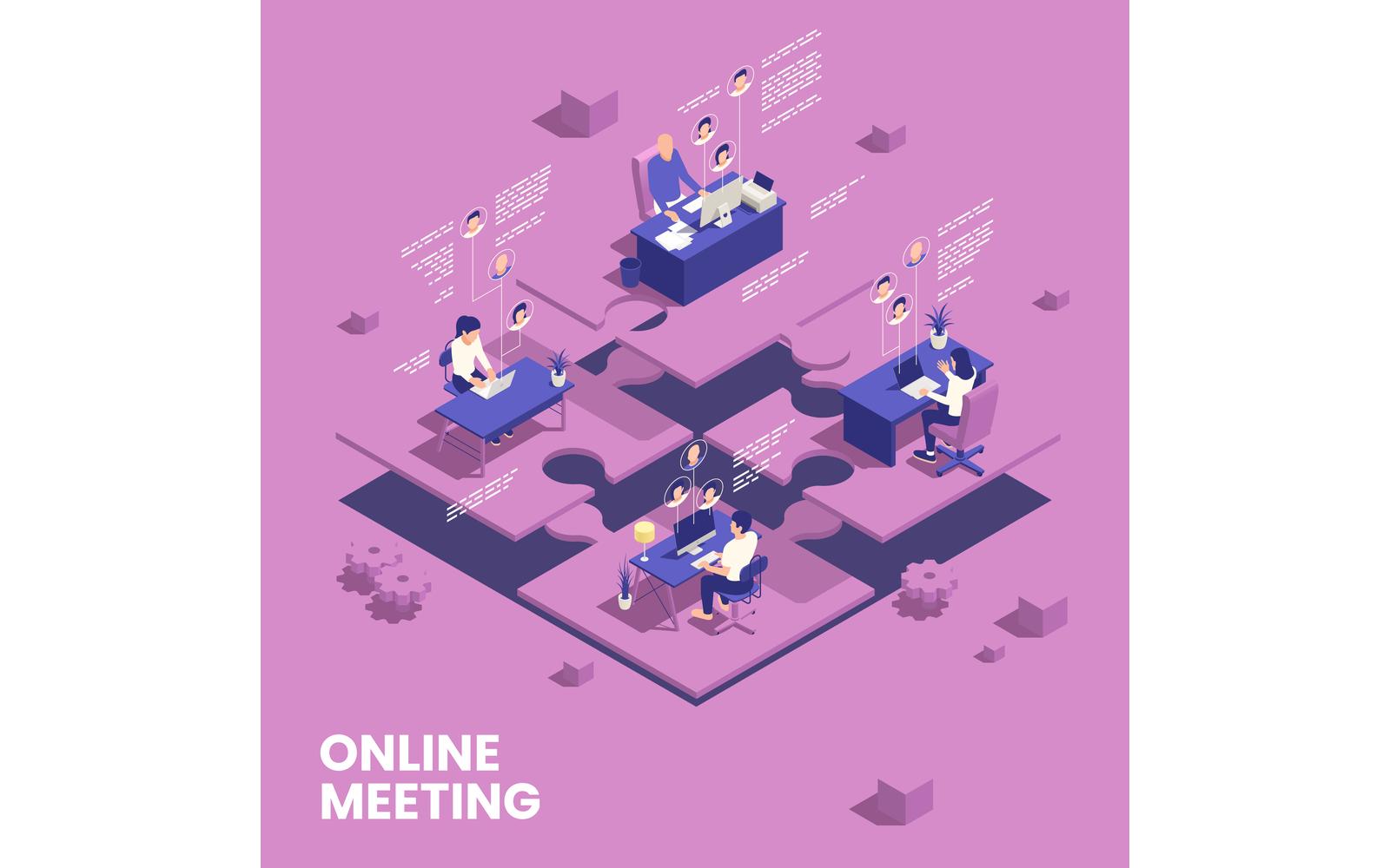 Presentation Meeting Isometric 2 Vector Illustration Concept