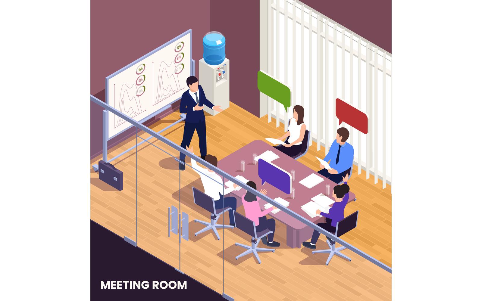 Presentation Meeting Isometric 3 Vector Illustration Concept