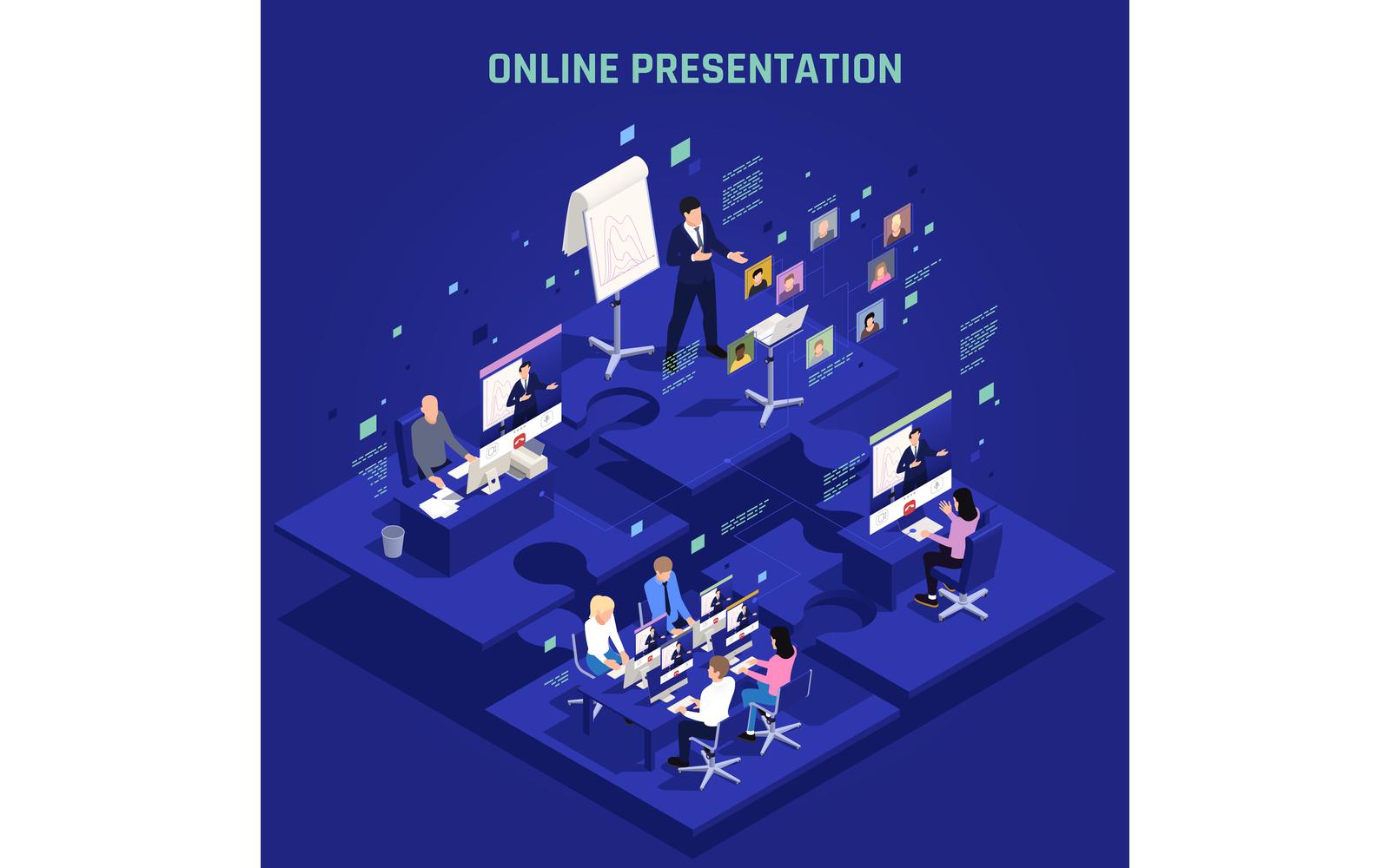 Presentation Meeting Isometric 4 Vector Illustration Concept