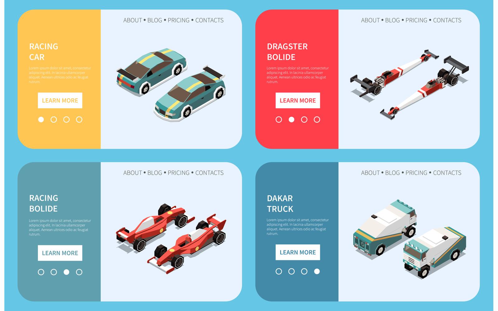 Car Race Isometric Vector Illustration Concept