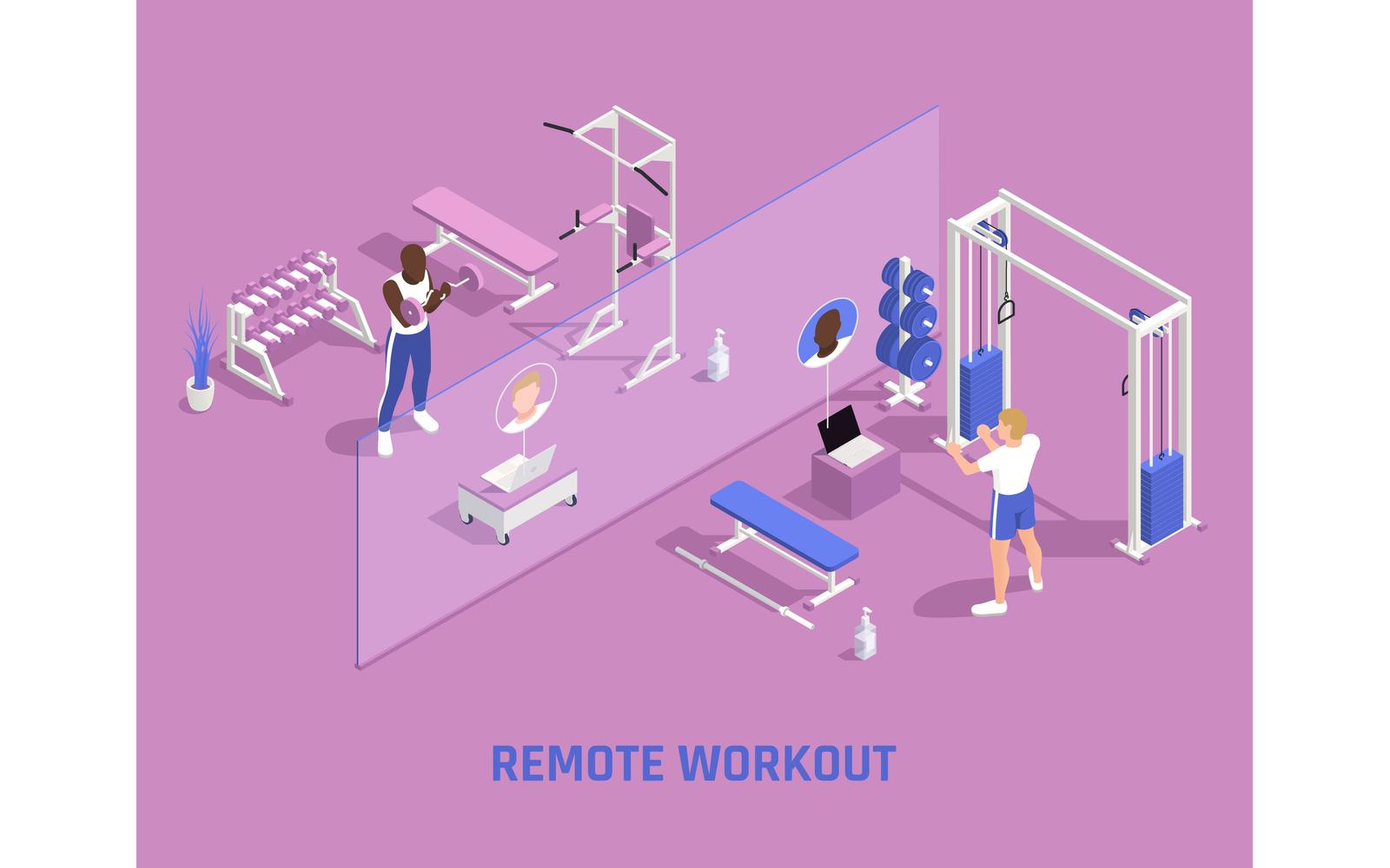 Gym Workout Fitness Isometric Vector Illustration Concept