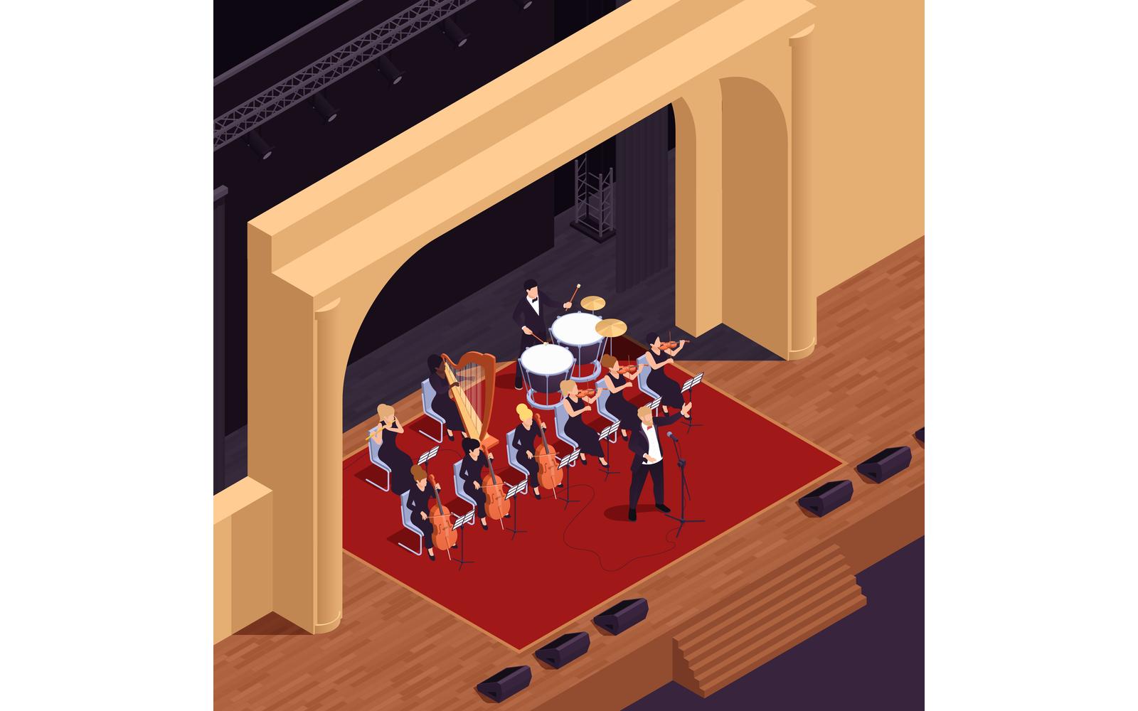 Opera Theatre Isometric 4 Vector Illustration Concept