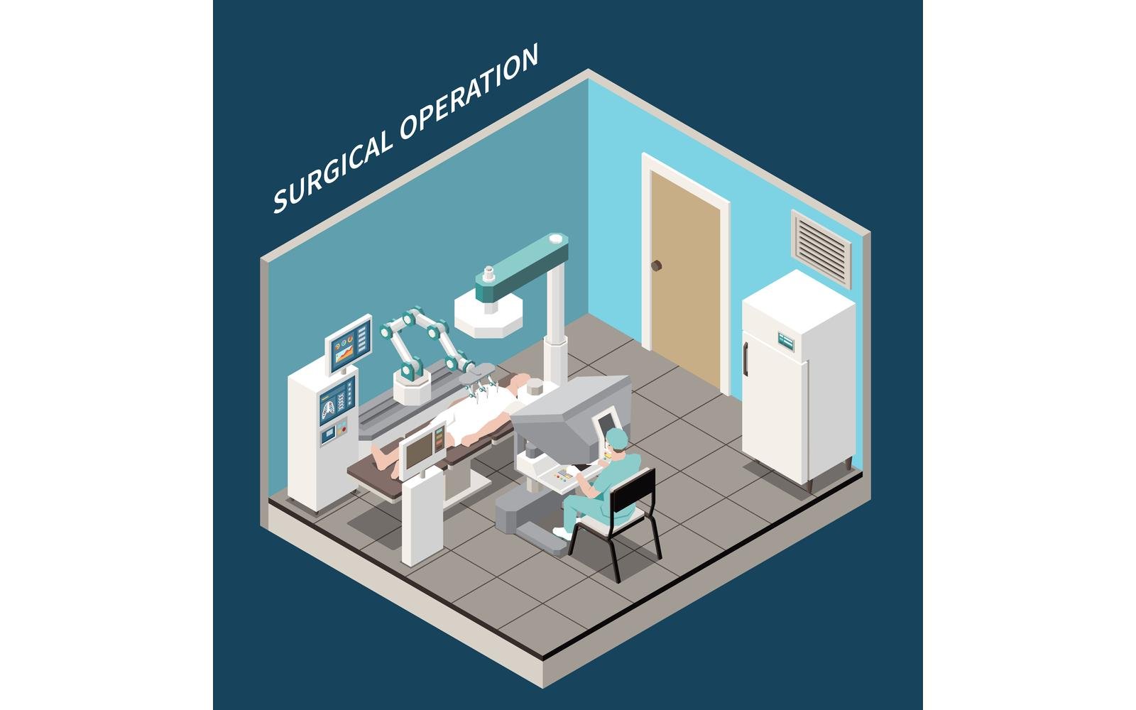 Robotic Surgery Isometric Vector Illustration Concept