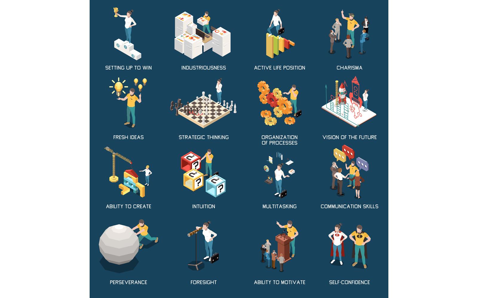 Entrepreneur Concept Isometric Icons Vector Illustration Concept