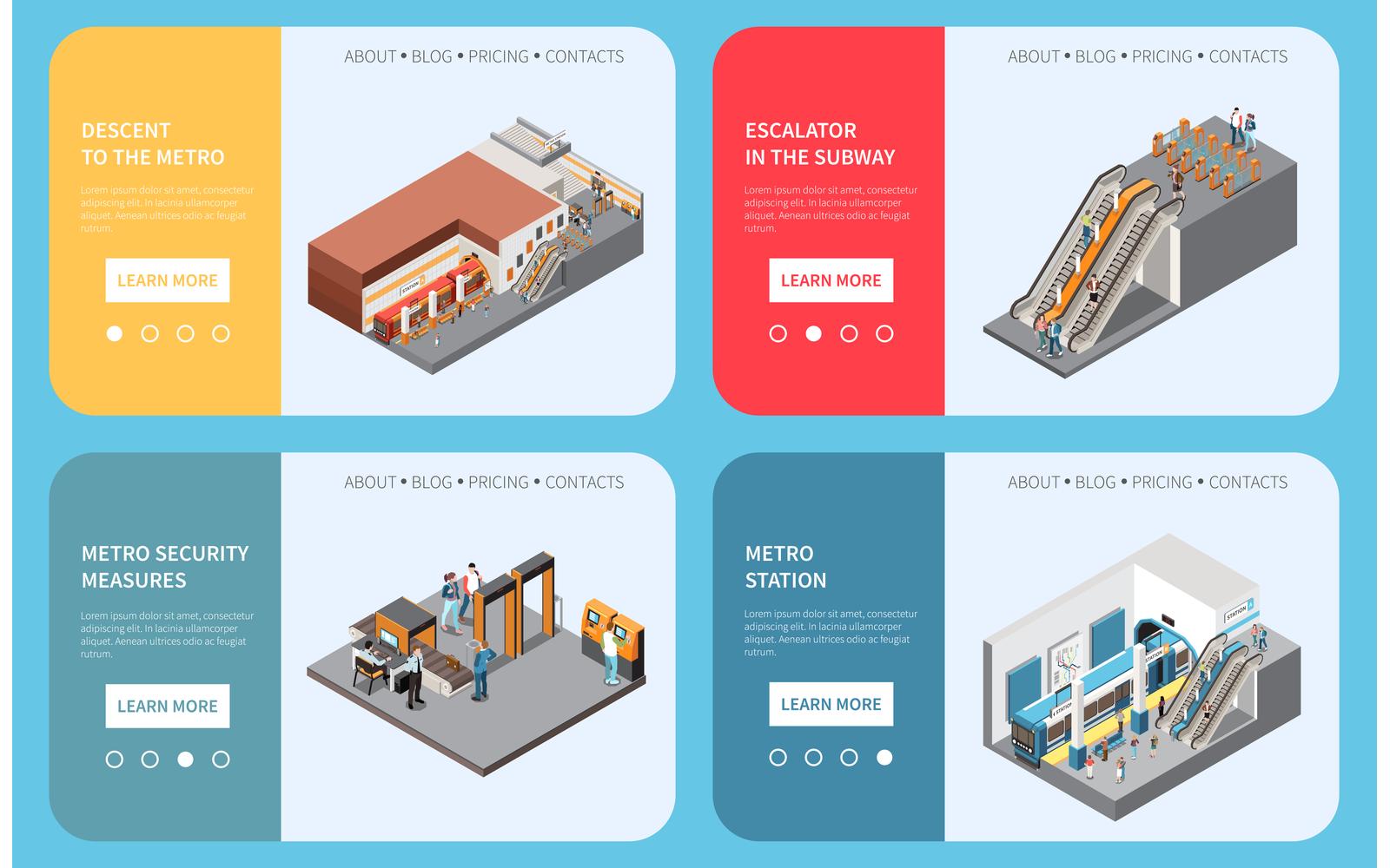 Subway Underground Metro Isometric 4 Vector Illustration Concept