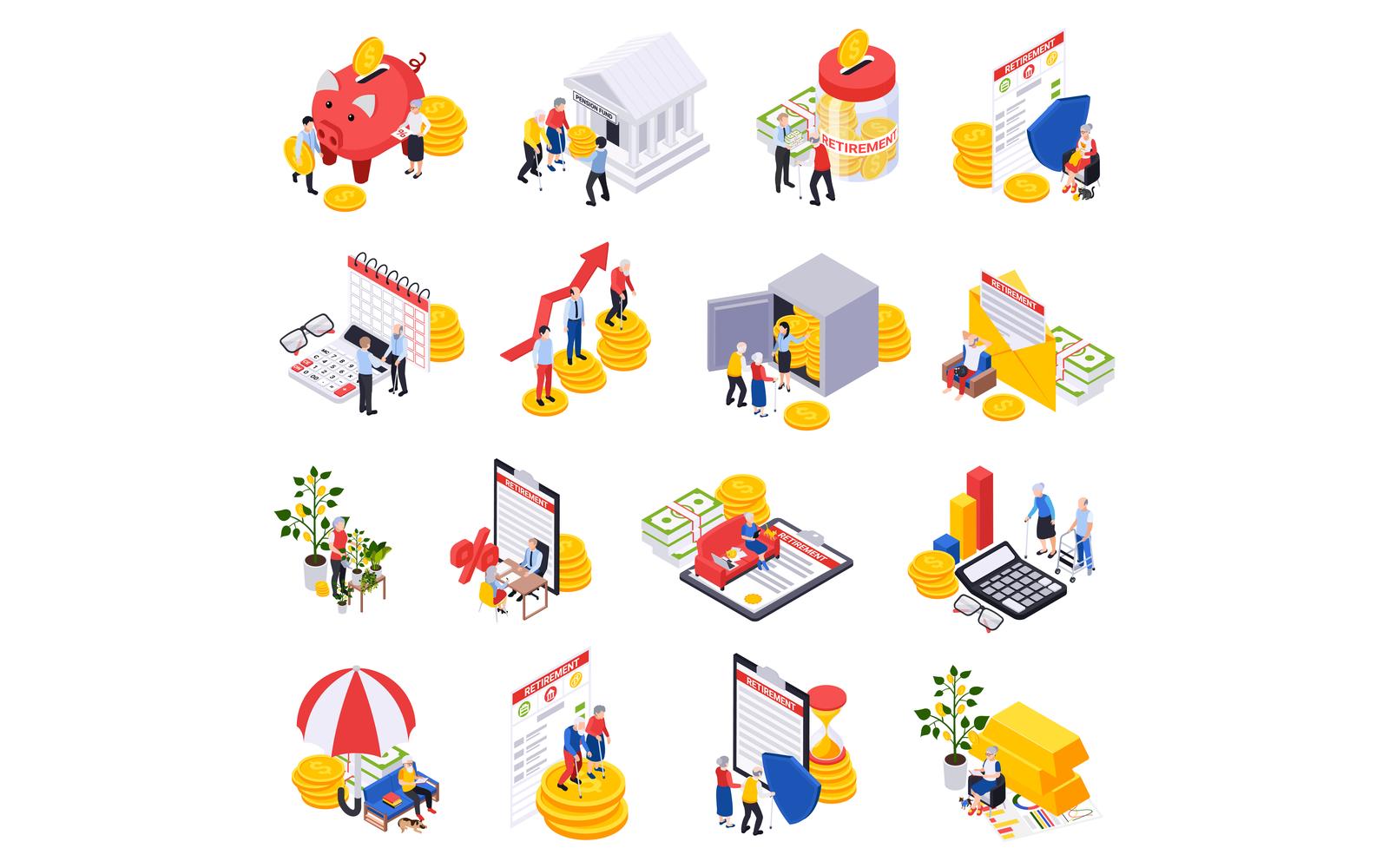 Retirement Preparation Plan Isometric 2 Vector Illustration Concept