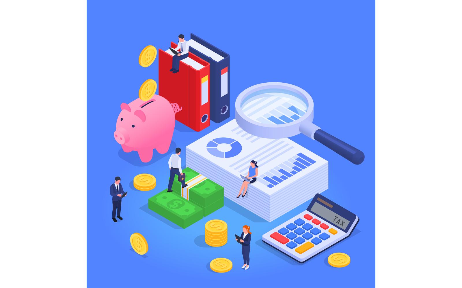 Accounting Financial Audit Isometric 3 Vector Illustration Concept