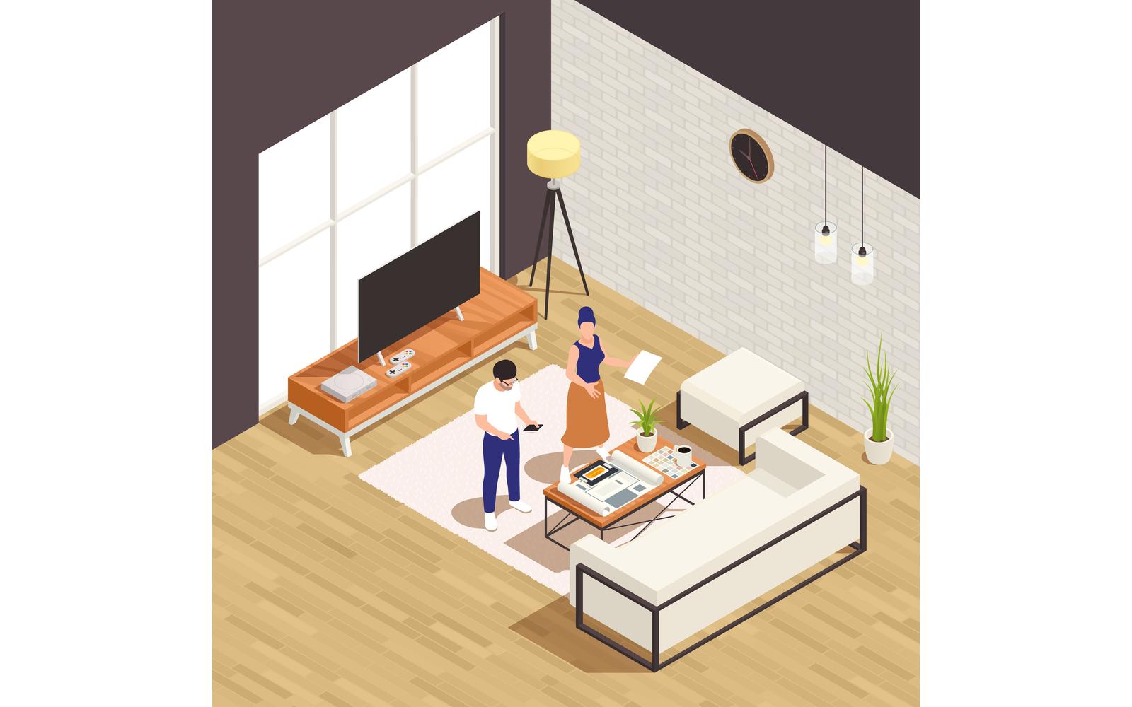 Interior Designer Isometric 5 Vector Illustration Concept