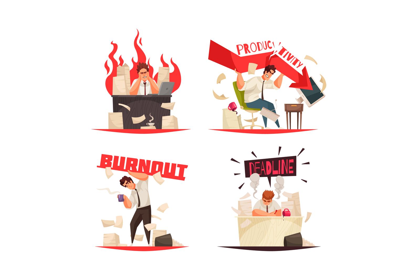 Professional Burnout Vector Illustration Concept