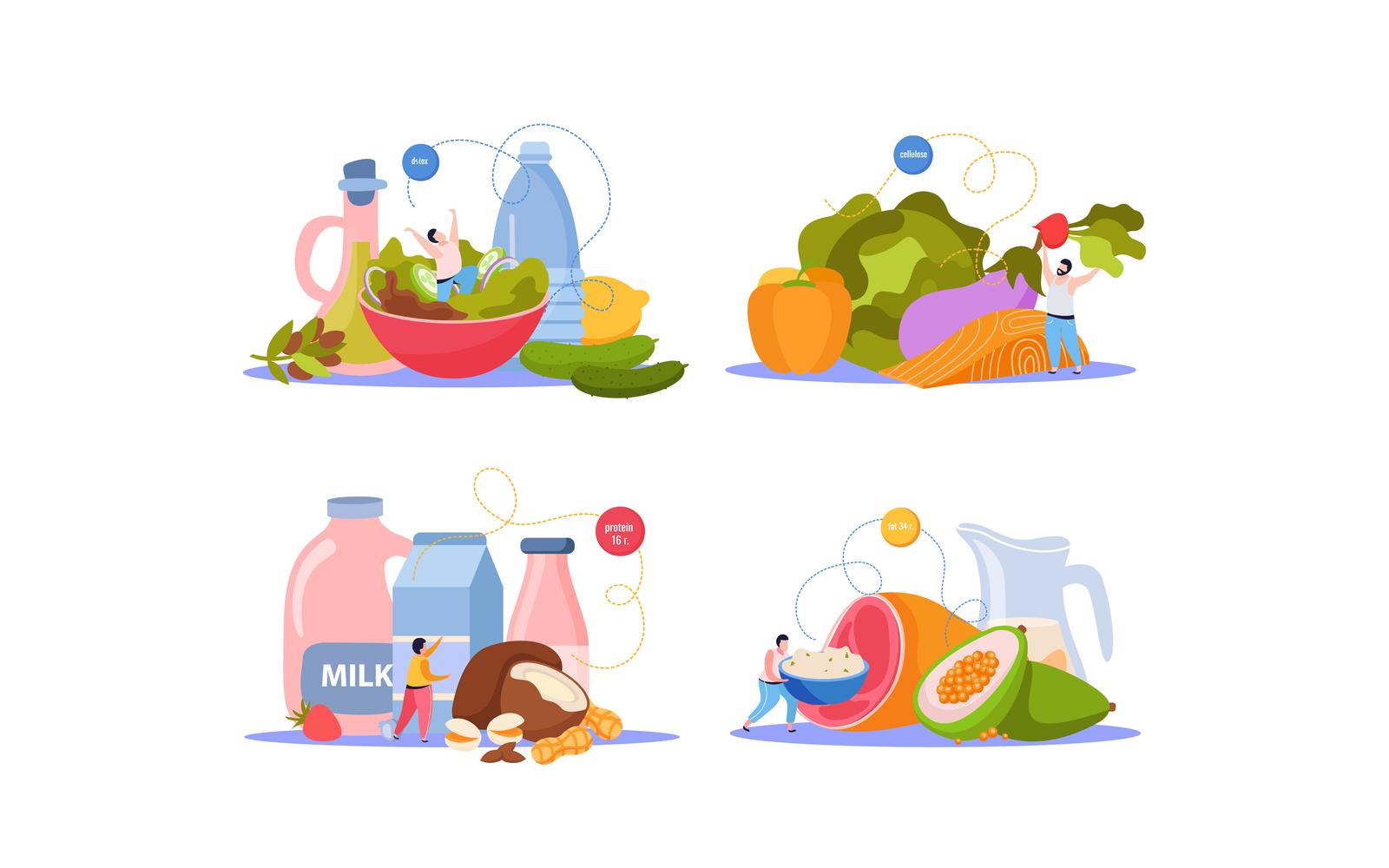 Ketogenic Diet Flat Composition Vector Illustration Concept