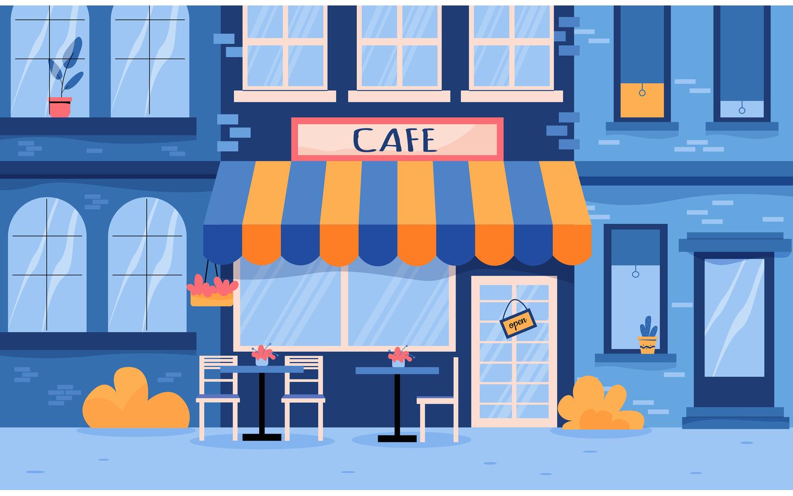 Cafe Illustration Outdoor Vector Illustration Concept