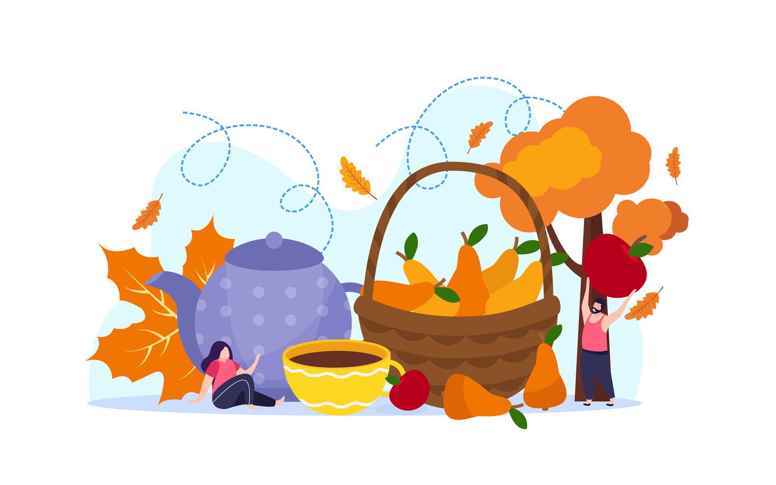 Cozy Fall Flat Recolor Vector Illustration Concept