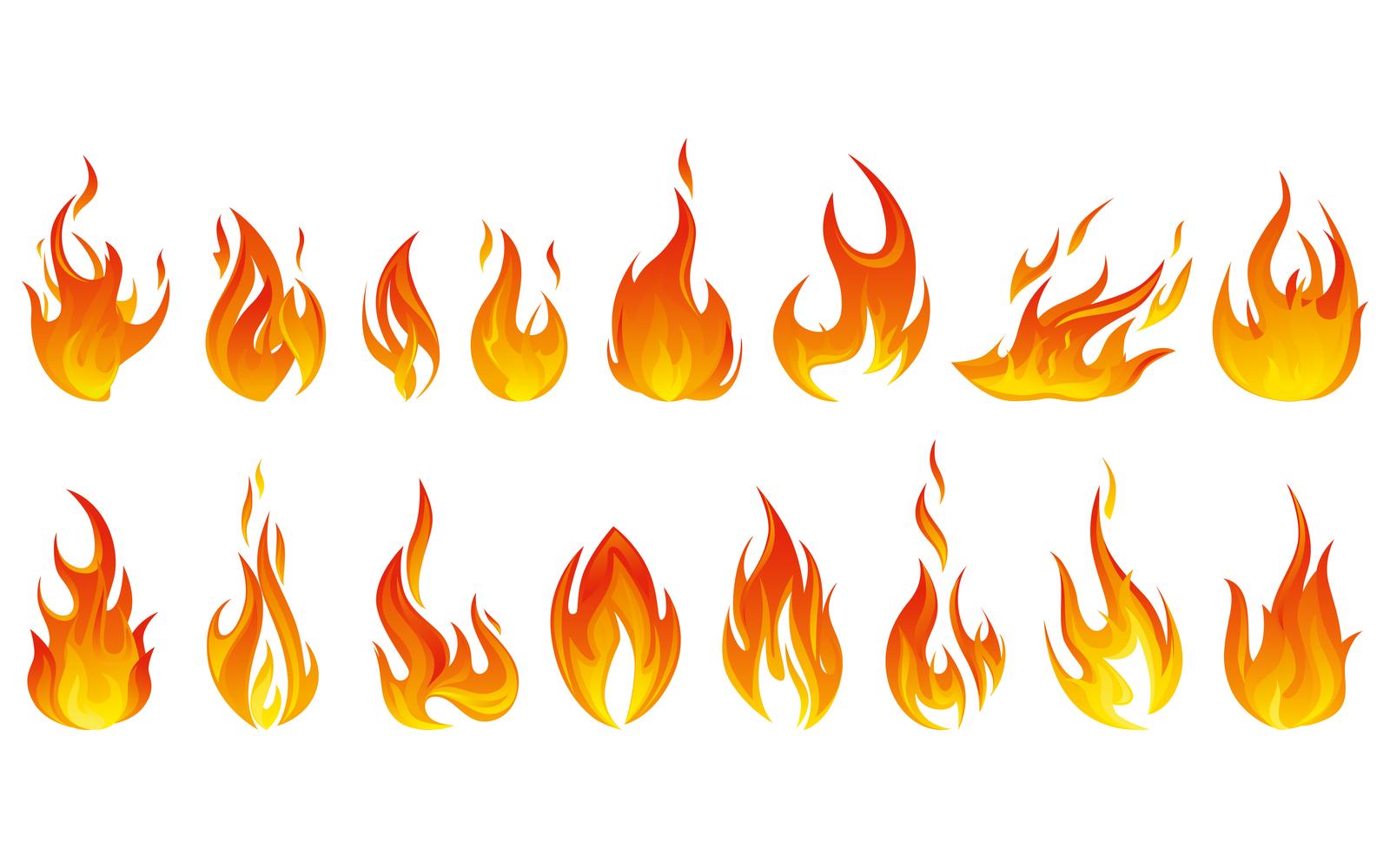 Fire Flame Set Vector Illustration Concept