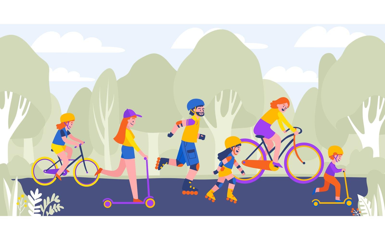 Family Fitness Park Vector Illustration Concept