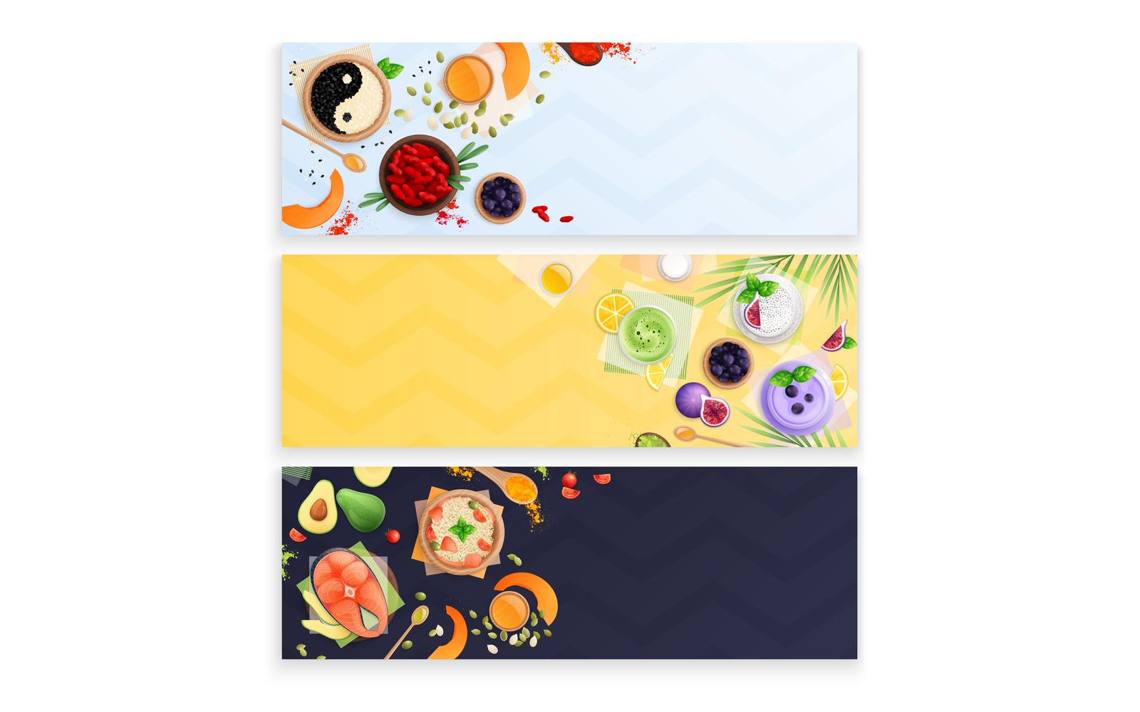 Superfood Flat Banners Vector Illustration Concept