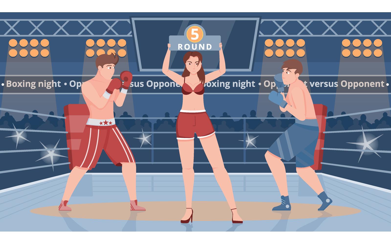Boxing Ring Flat Vector Illustration Concept