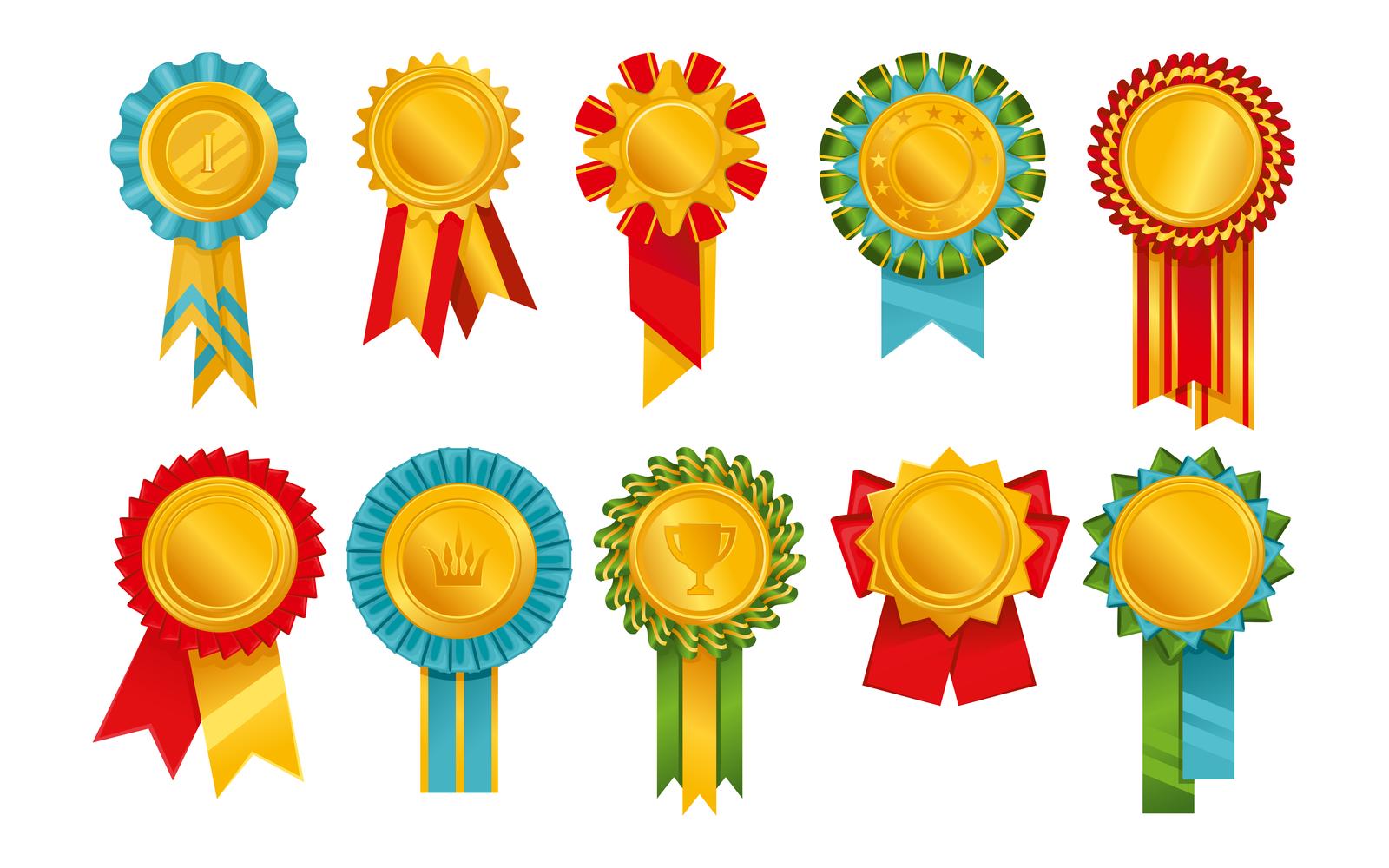 Rosettes Rewards Set Vector Illustration Concept