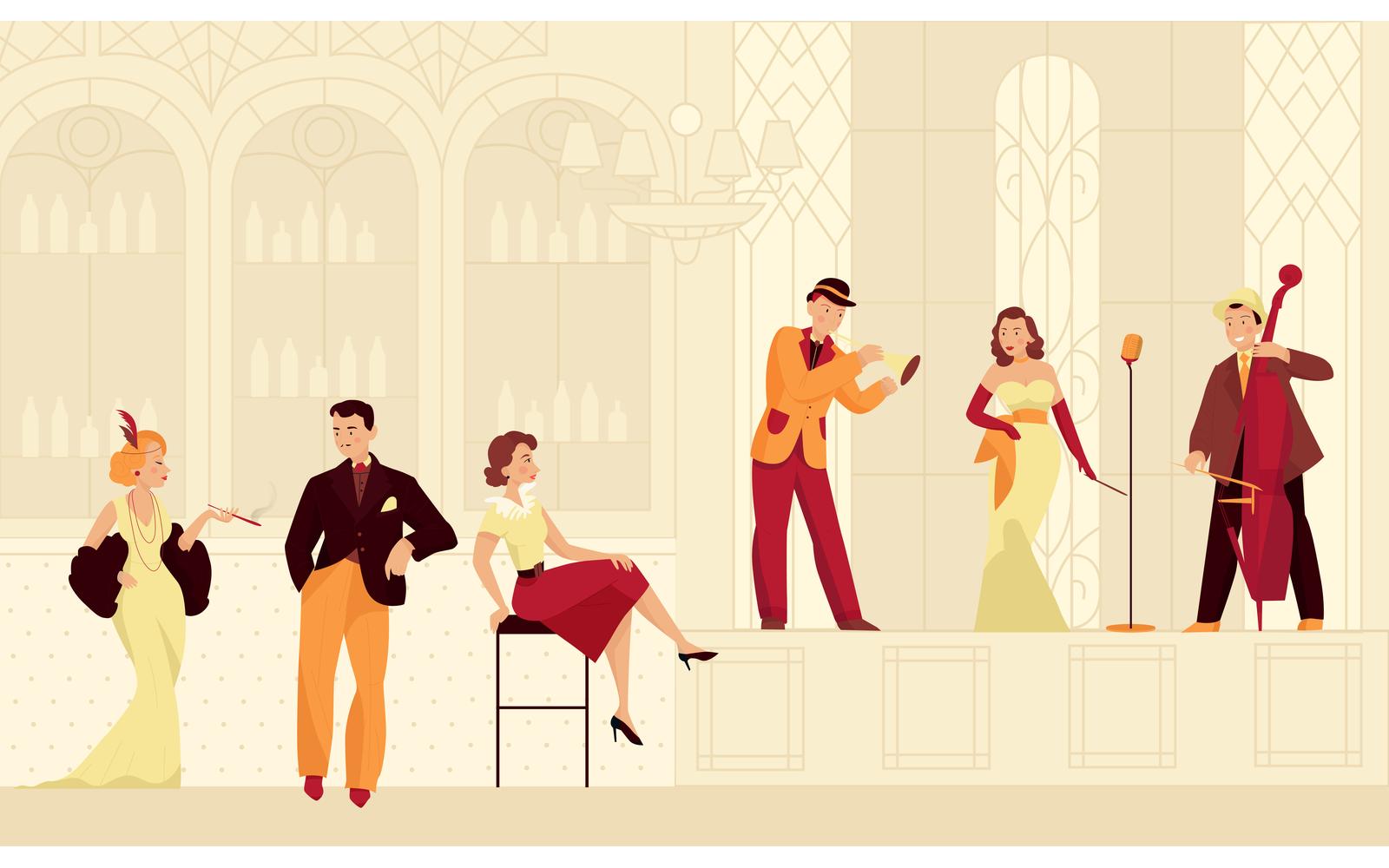 Retro Twenties Restaurant Vector Illustration Concept