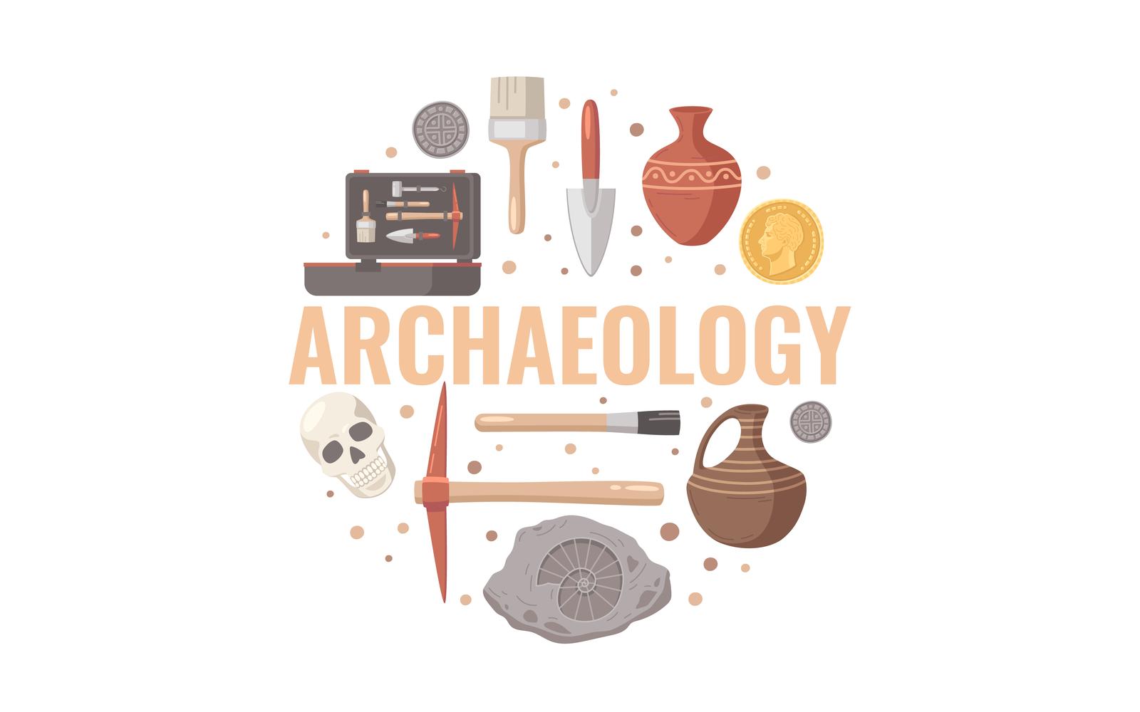 Archaeology Cartoon Set Vector Illustration Concept