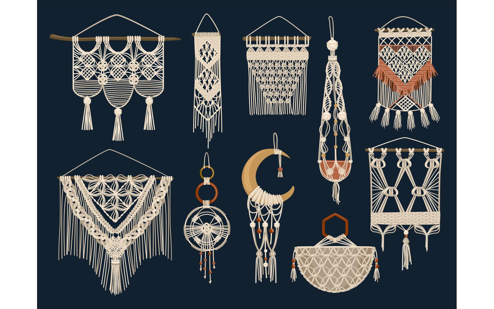 Handcrafted Macrame Set Vector Illustration Concept