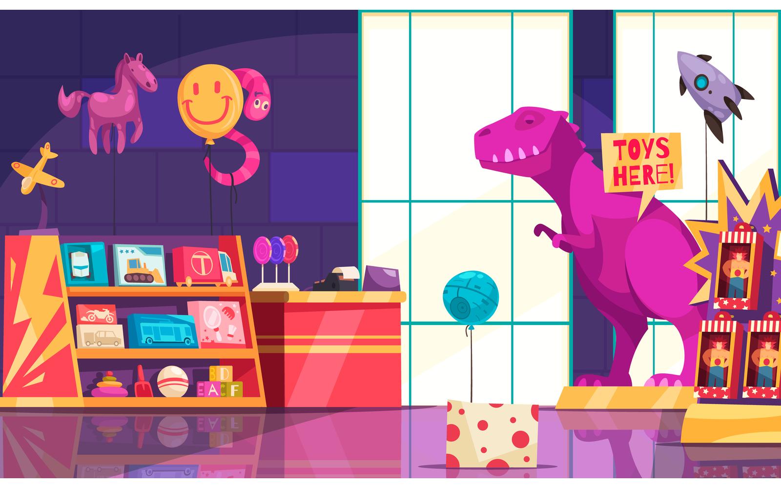 Toys Shop Inside Vector Illustration Concept