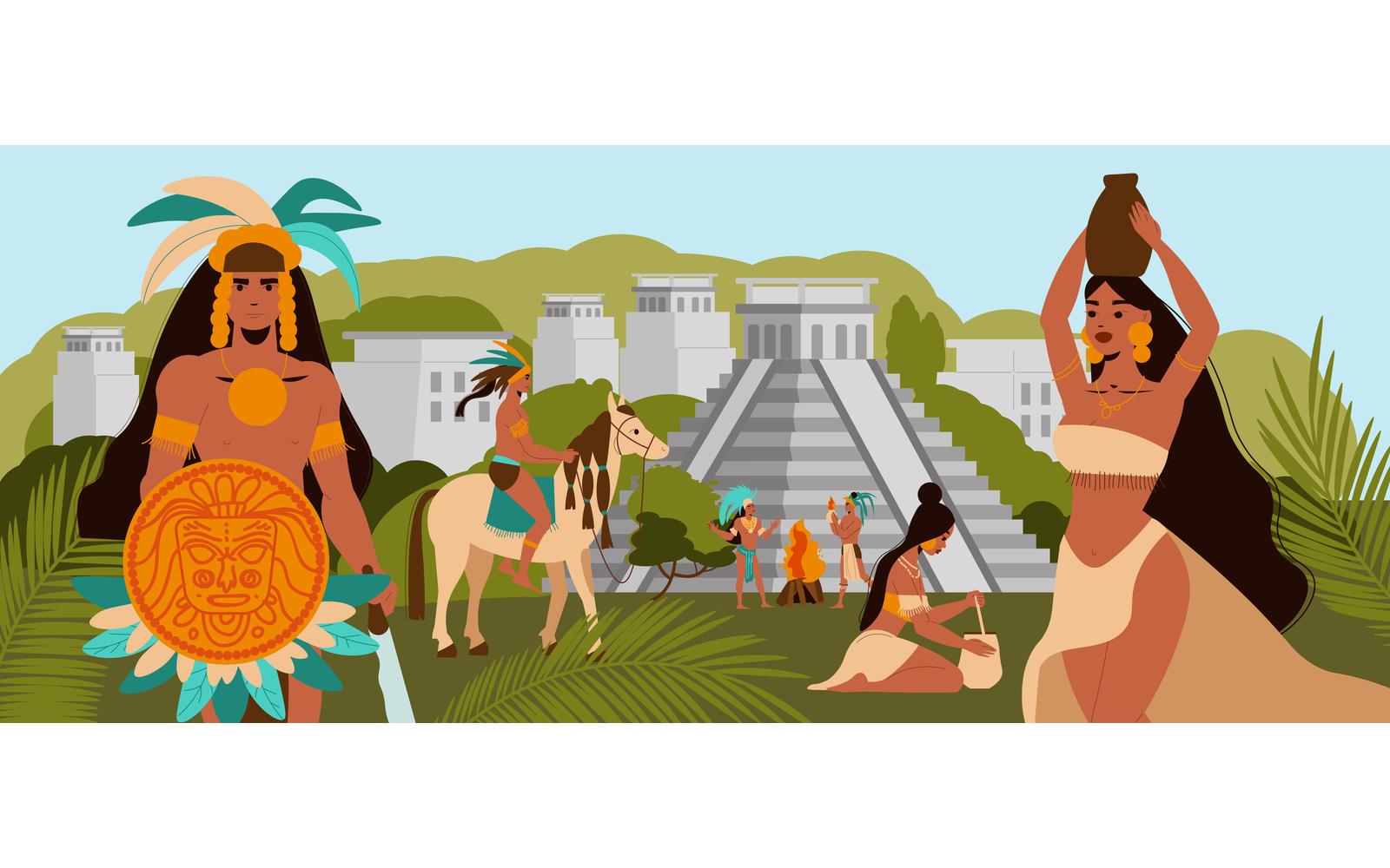 Maya Civilization Illustration Vector Illustration Concept