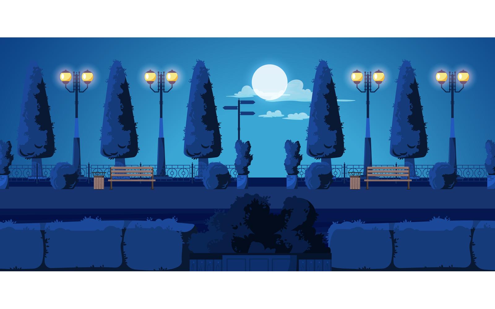 Park Night Vector Illustration Concept