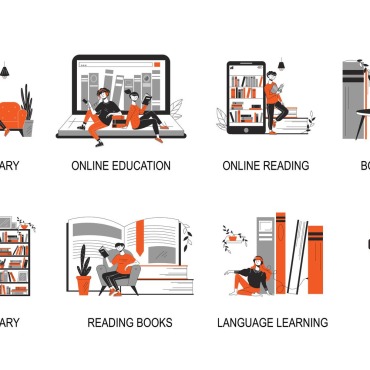 Library Technology Illustrations Templates 204407