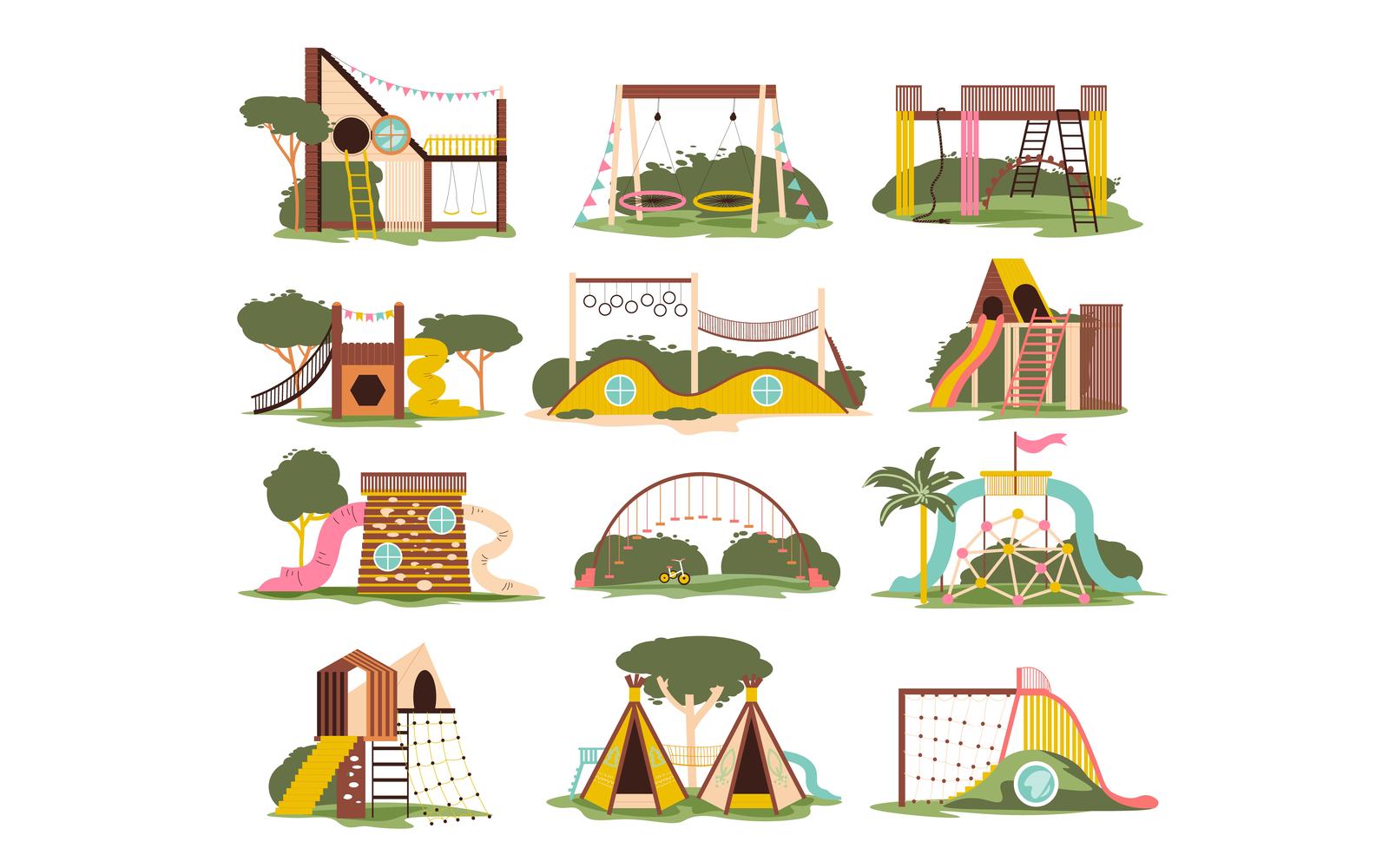 Kids Playground Set Vector Illustration Concept