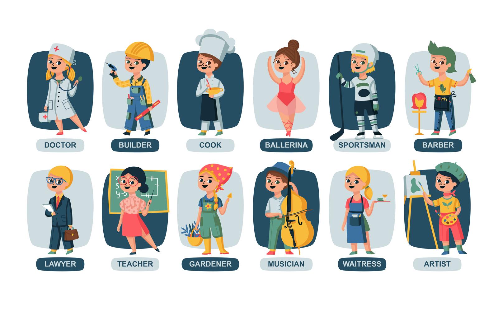 Children Professions Vector Illustration Concept