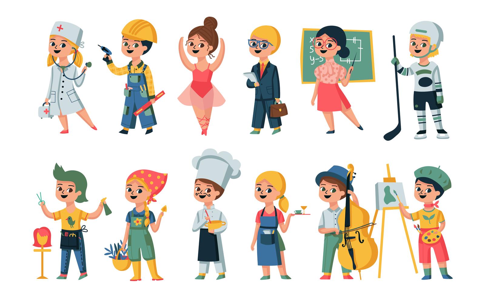 Children Profession Set Vector Illustration Concept