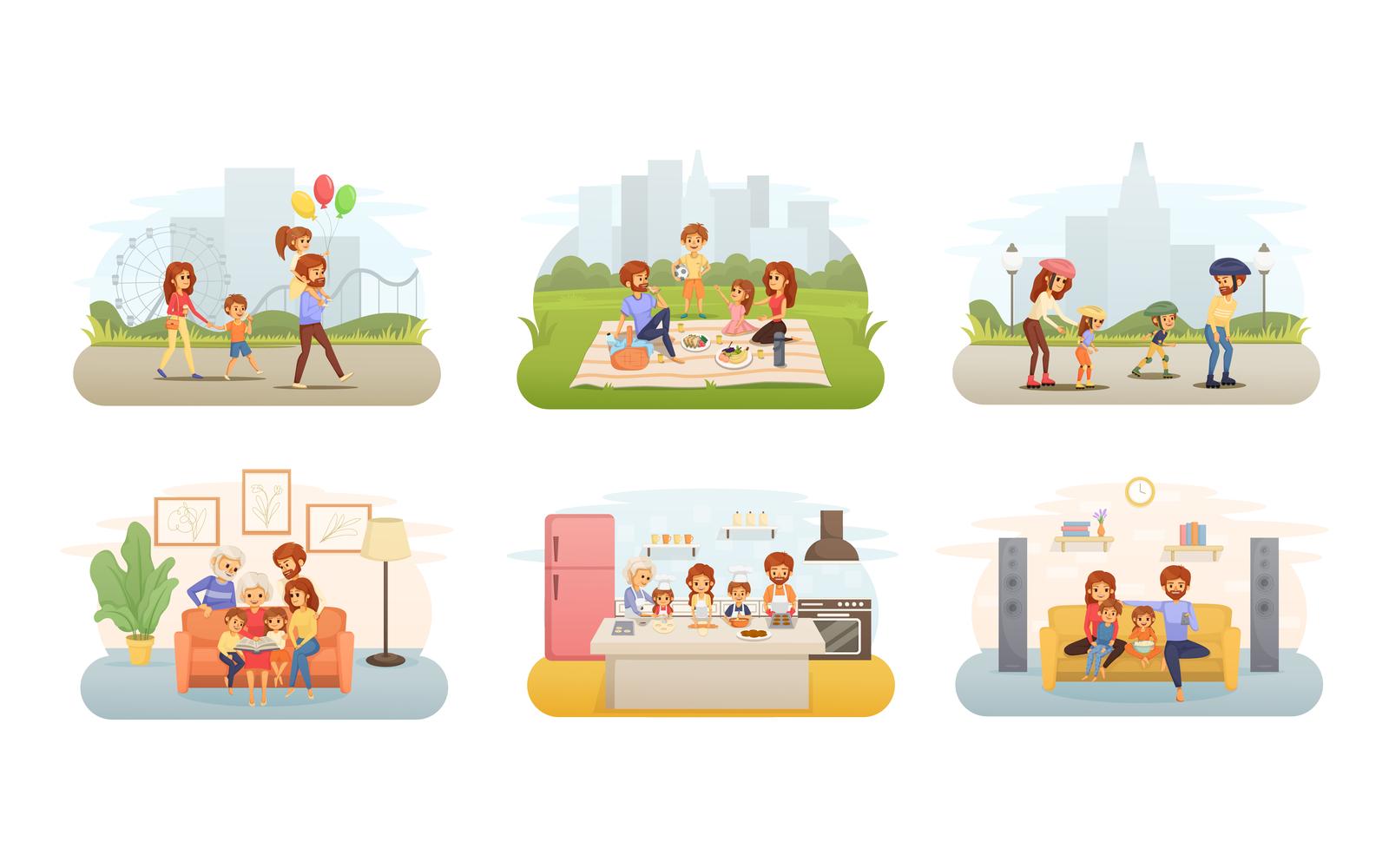 Family Holidays Cartoon Vector Illustration Concept