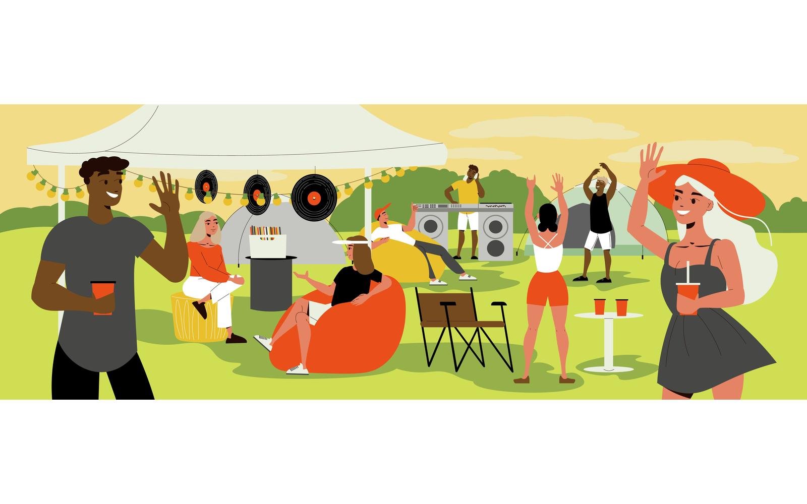 Open Air Music Festival Illustration Vector Illustration Concept