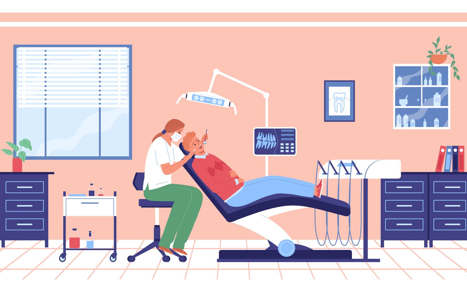 Hospital Dentist Vector Illustration Concept