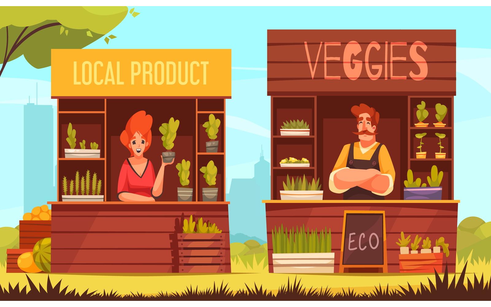 Local Farmers Market Vector Illustration Concept