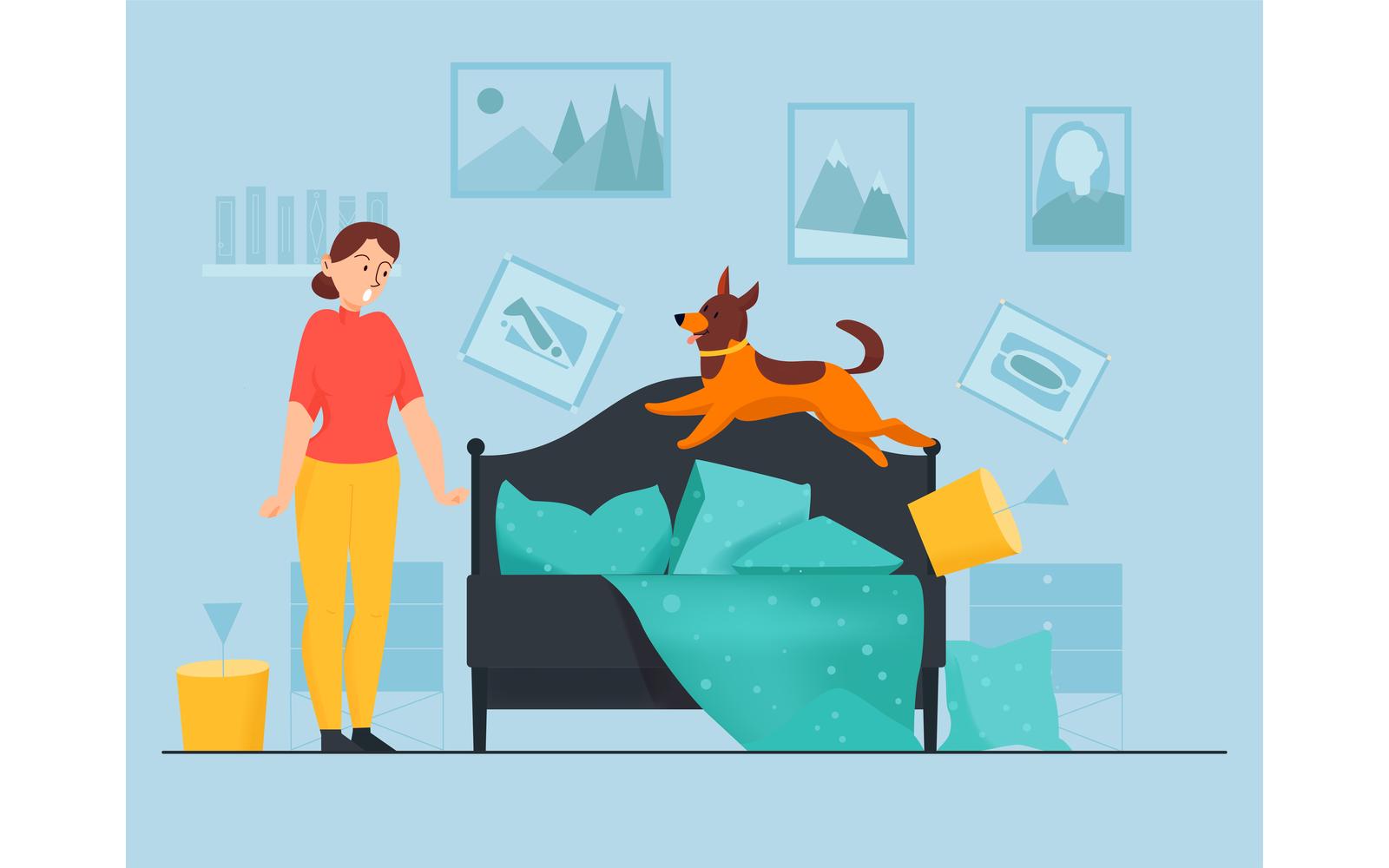 Problem Pet Dog Owner Vector Illustration Concept