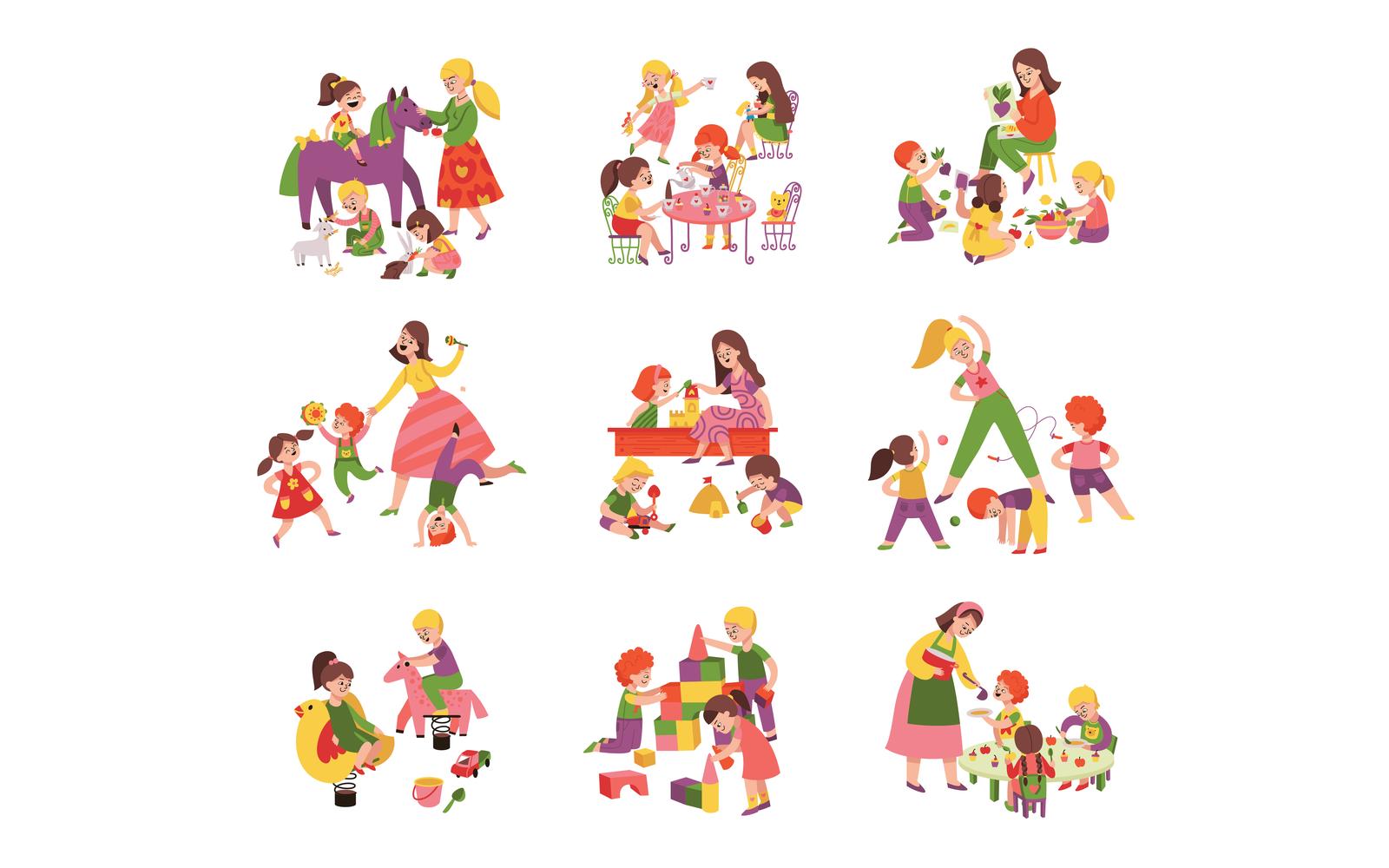 Kindergarten Set Vector Illustration Concept