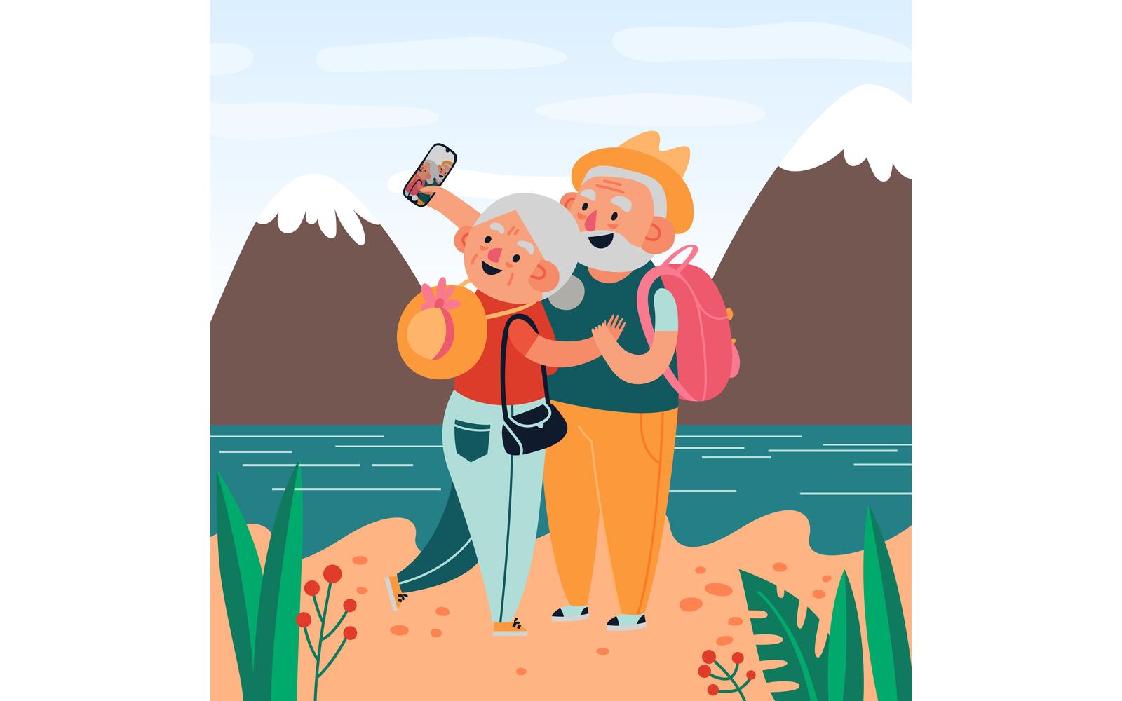 Elderly People Travel Vector Illustration Concept