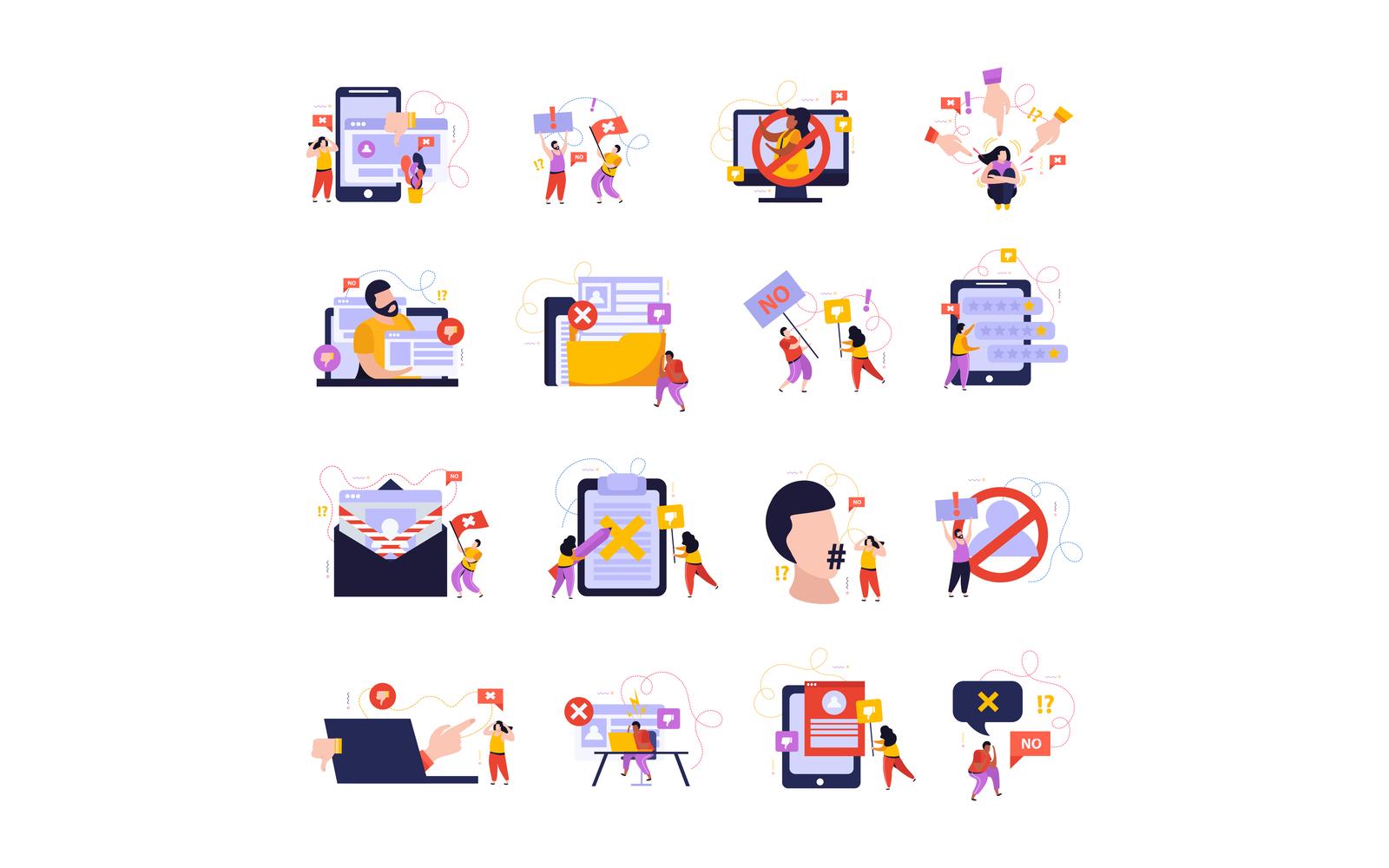 Cancel Culture Flat Icons Vector Illustration Concept