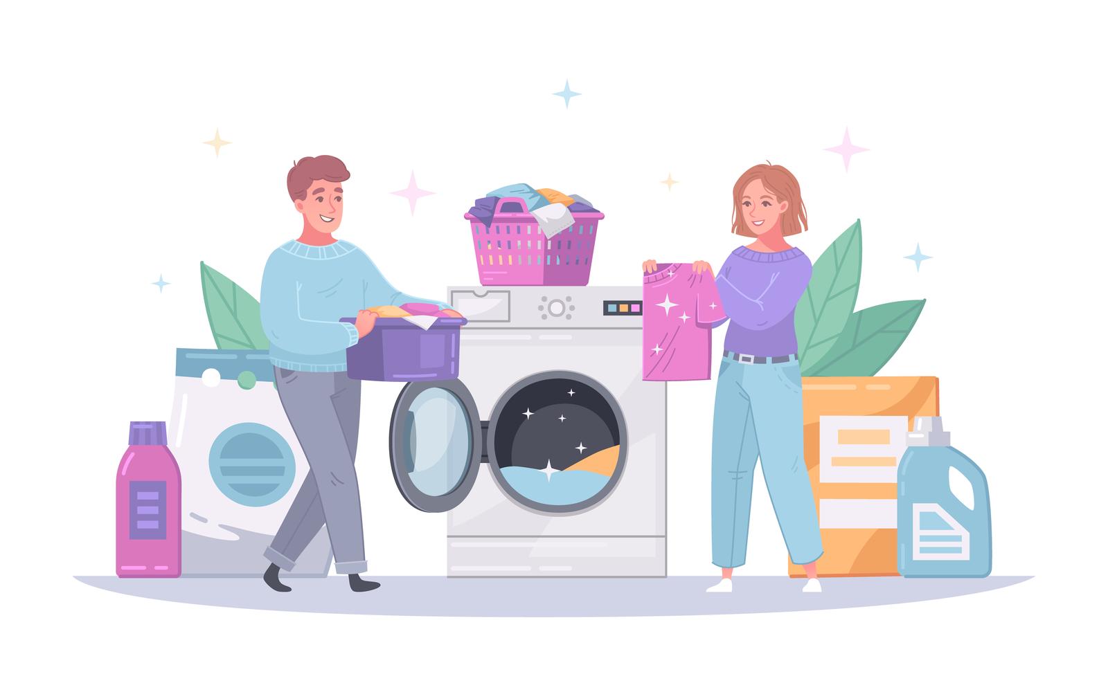 Laundry Cartoon 2 Vector Illustration Concept