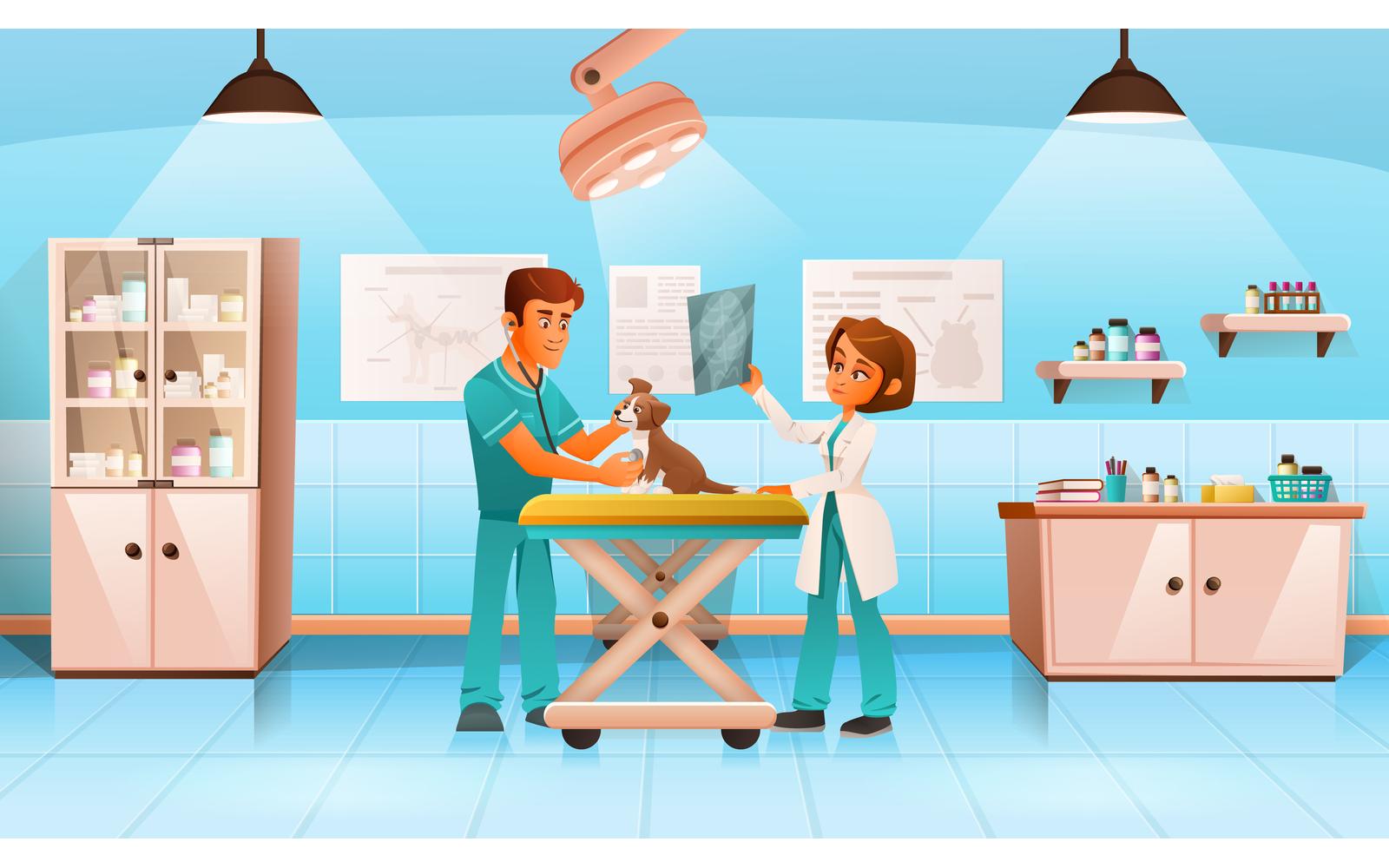 Veterinary Clinic Cartoon 2 Vector Illustration Concept