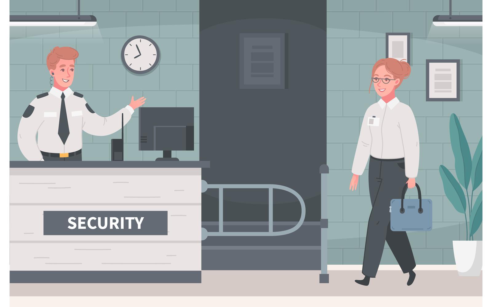 Security Guard Agency Service Cartoon 2 Vector Illustration Concept