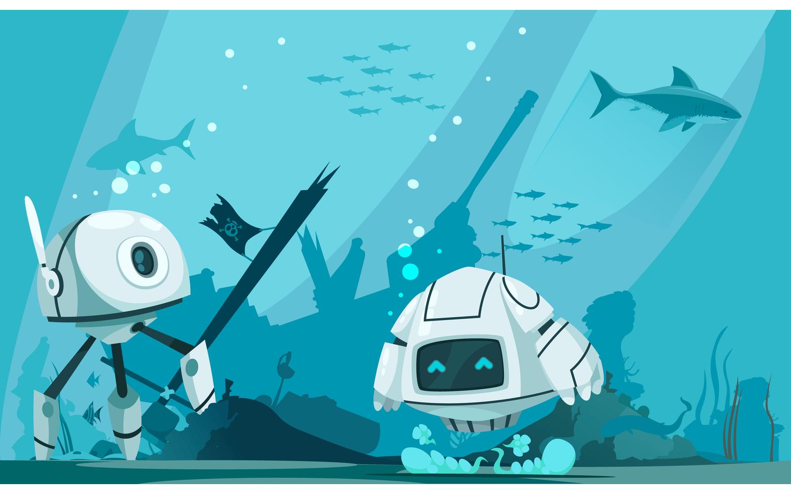 Futuristic Robots 2 Vector Illustration Concept